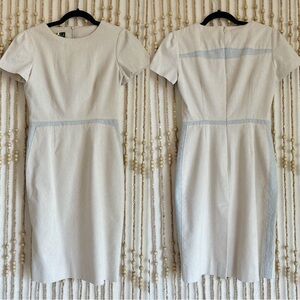 Vintage Bicci Classic Cream Gray Tril Sheath Contemporary Career Business Midi 2